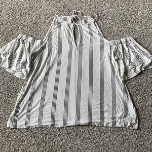 Cold shoulder striped top